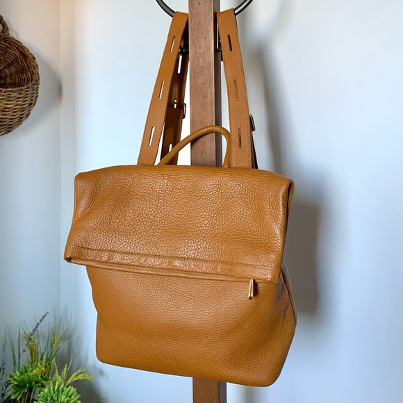 GiGi New York Handbags - NEW GiGi New York Abbey Pebbled Leather Backpack Bag in Rare Camel Tan NWOT